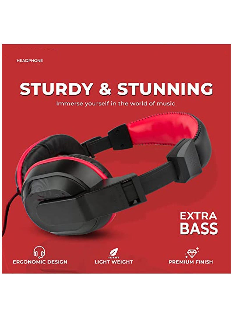 YONK 3.5mm adjustable game headset wired headset with microphone stereo noise reduction headset Black/Red - Image 5