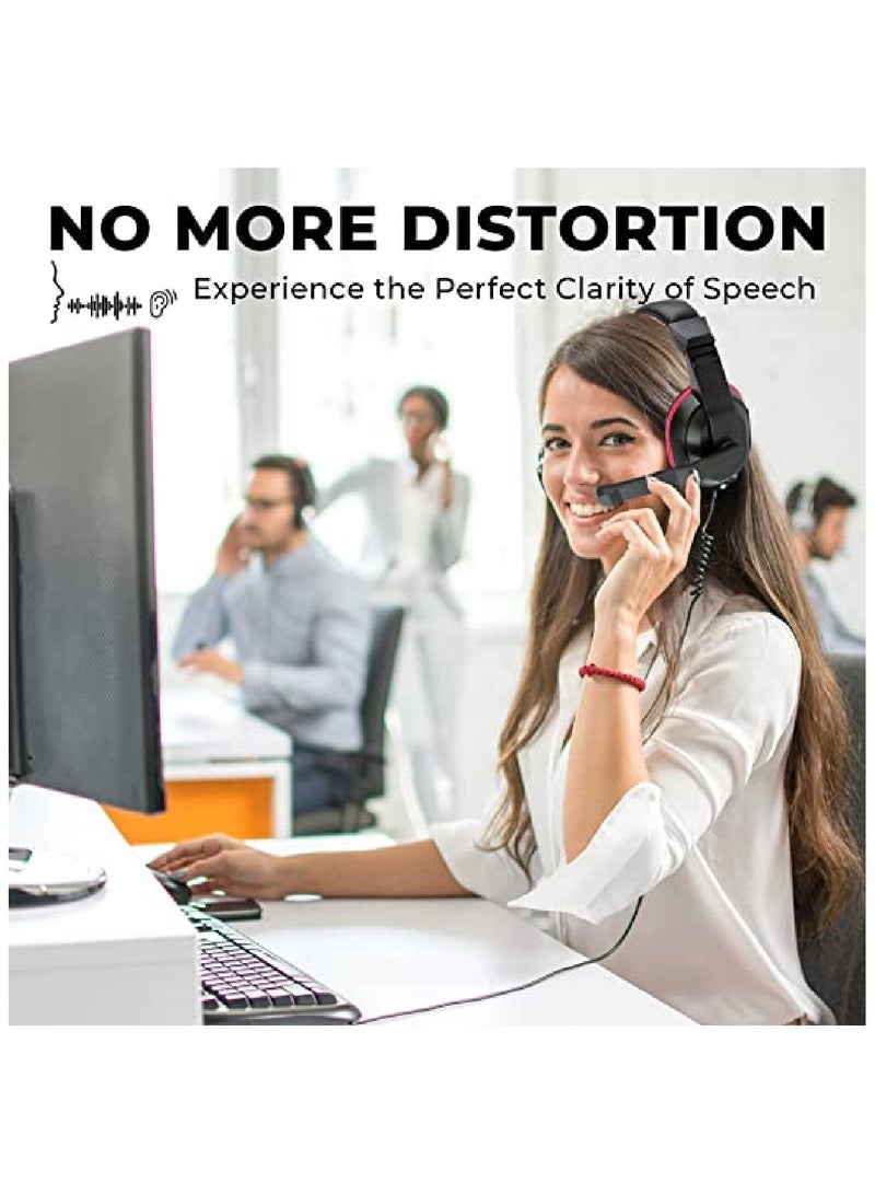 YONK 3.5mm adjustable game headset wired headset with microphone stereo noise reduction headset Black/Red - Image 3