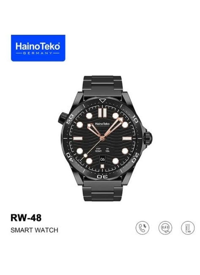 Haino Teko - Haino Teko Germany RW48 Smart Watch With Round Shape AMOLED Display 3 Pair Strap and Wireless Charger For Gents - Image 1