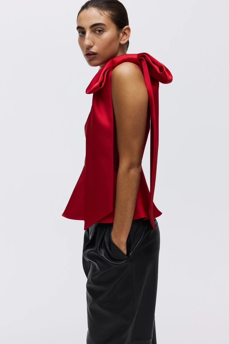 H&M Bow-detail one-shoulder top