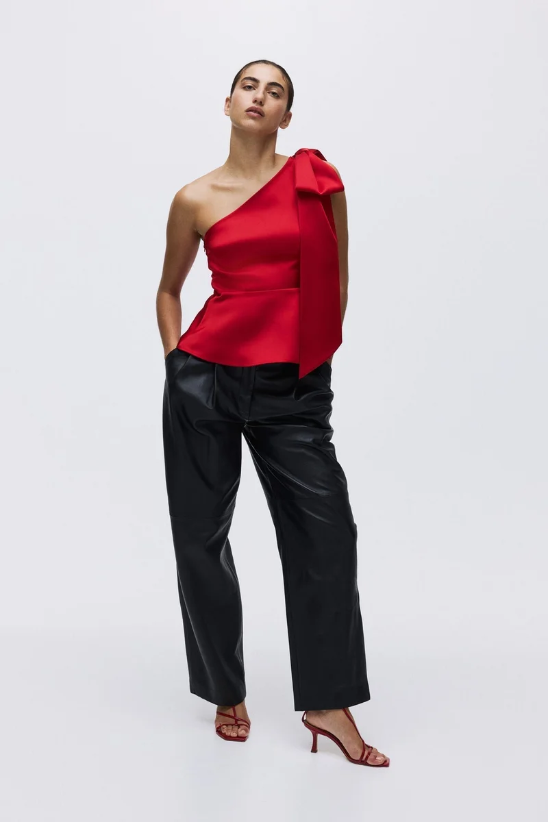 H&M Bow-detail one-shoulder top