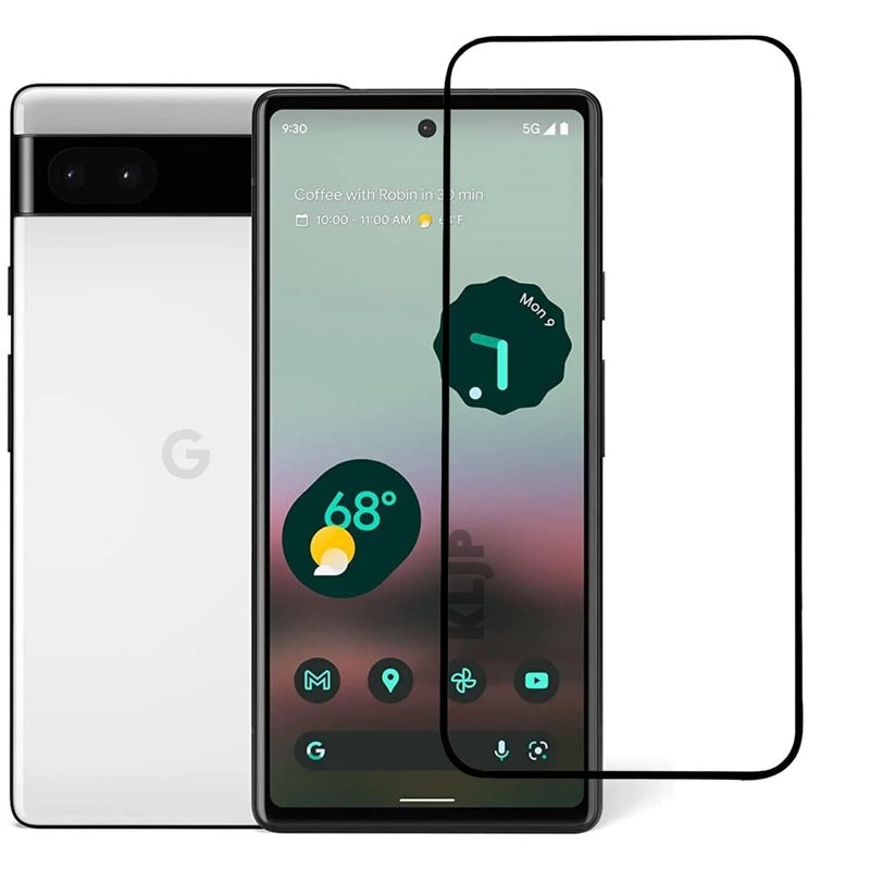 KLJP حماية شاشة زجاجية مقسّاة من غوريلا بمعيار عسكري ممتاز لجهاز جوجل بيكسل 6A مع مجموعة تركيب | تغطية حماية من الحافة إلى الحافة | أسود - Image 1