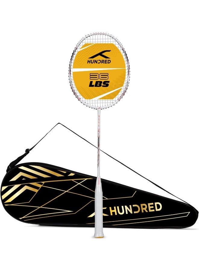 HUNDRED - Rock Strong 36 Lbs Max Tension Badminton Racket With Full Cover - Image 1