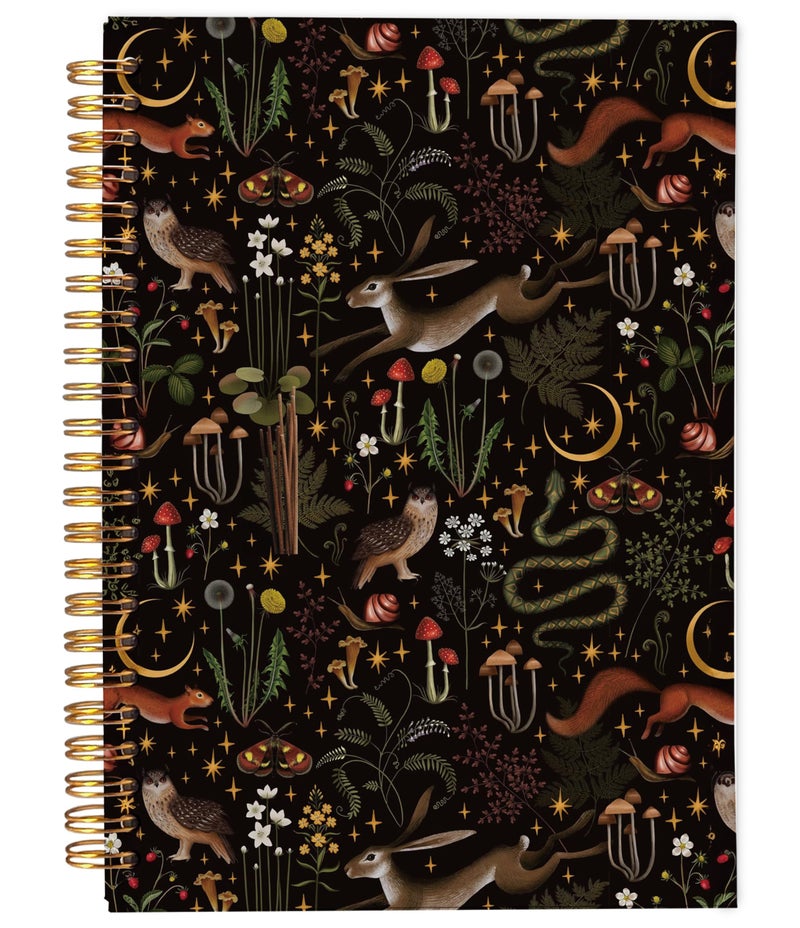 Ecezatik Fairy Rustic Forest Notebook, Gothic Vintage Mushroom Woodland Wild Animals Butterfly Dark Cottagecore Aesthetic Journal Notebook, Cottagecore Gifts, Spiral Notebook 5.5x8.3 - Image 1