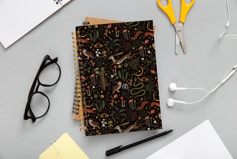 Ecezatik Fairy Rustic Forest Notebook, Gothic Vintage Mushroom Woodland Wild Animals Butterfly Dark Cottagecore Aesthetic Journal Notebook, Cottagecore Gifts, Spiral Notebook 5.5x8.3 - Image 2