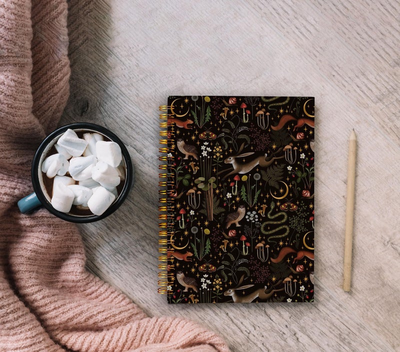 Ecezatik Fairy Rustic Forest Notebook, Gothic Vintage Mushroom Woodland Wild Animals Butterfly Dark Cottagecore Aesthetic Journal Notebook, Cottagecore Gifts, Spiral Notebook 5.5x8.3 - Image 4