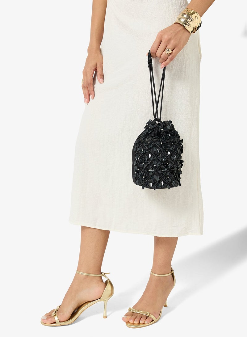 Khizana Embroidered Beaded Clutch - Image 1