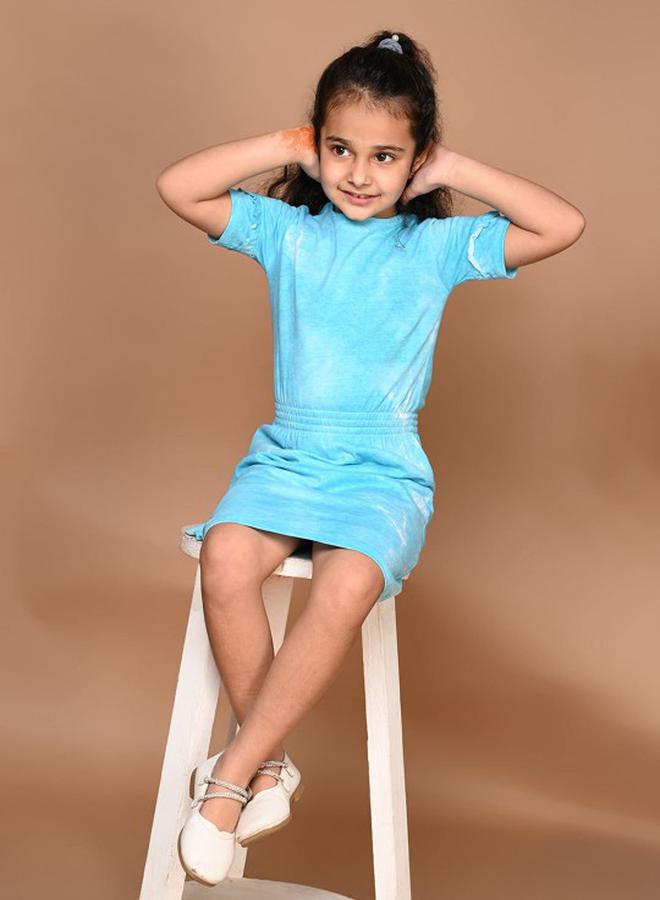 LILPICKS Aqua Tie-Dye Dress  - Image 1