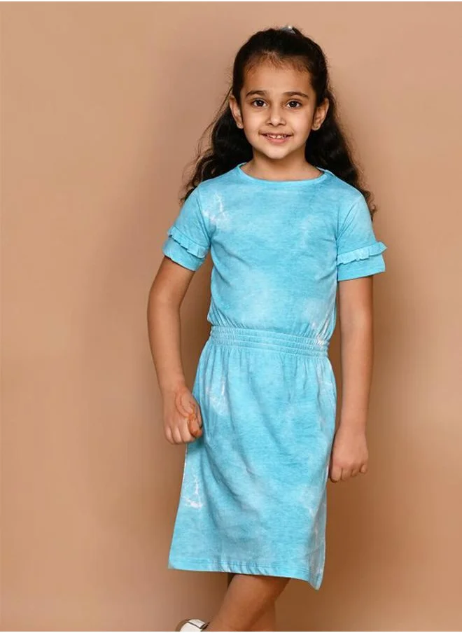 LILPICKS Tie Dye Print Round Neck T-Shirt Dress by Styli