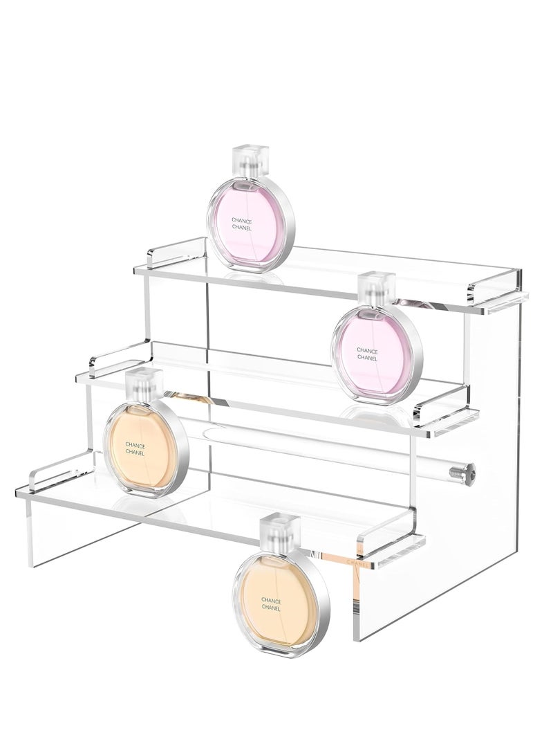 Relex 3 Tier Display Risers Stand, Acrylic Dessert Stand, Clear Perfume Organizer, Tiered Display for Action Figures, Lotion Holder, Skincare Organizer, Cupcake  - Image 1