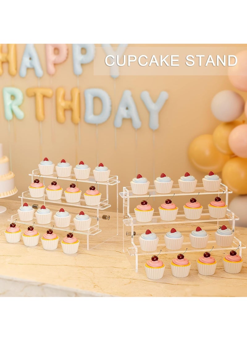Relex 3 Tier Display Risers Stand, Acrylic Dessert Stand, Clear Perfume Organizer, Tiered Display for Action Figures, Lotion Holder, Skincare Organizer, Cupcake  - Image 4
