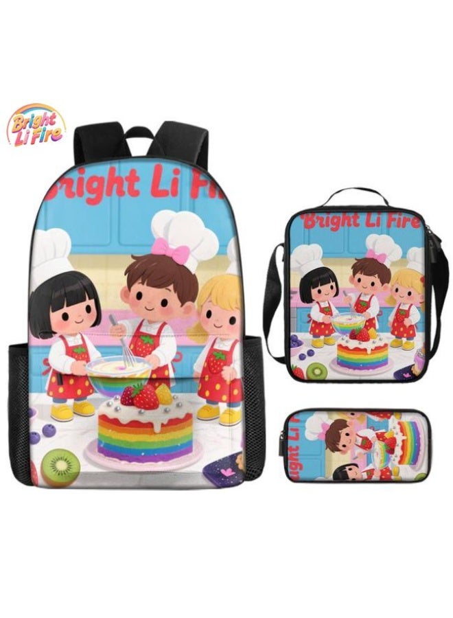 Bright Li Fire Cartoon bag three-piece set, easy to deal with various occasions (available for students, children, friends on outings, mountain climbing, schooling, etc.) | Shoulders + handbags + stationery bags | Back to school season/festival gifts - 75 - Image 1