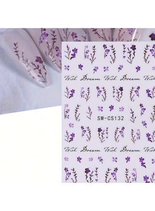 2pcs Semi-Glossy 3D Butterfly & Lavender Nail Stickers | No-Glue, Easy-Apply Nail Art Decals - view 5