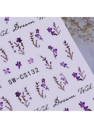 2pcs Semi-Glossy 3D Butterfly & Lavender Nail Stickers | No-Glue, Easy-Apply Nail Art Decals - view 4