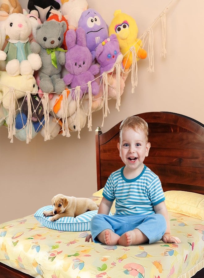 badigo Stuffed Animal Storage Hammock or Net, Large Toy Hammock Net, Macrame Handmade Corner Hanging Plushie Net, Cute Boho Toy Organizer for Nursery, Playroom, Bedroom and Kids Room Decoration - Image 2
