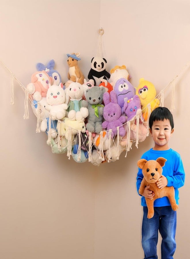 badigo Stuffed Animal Storage Hammock or Net, Large Toy Hammock Net, Macrame Handmade Corner Hanging Plushie Net, Cute Boho Toy Organizer for Nursery, Playroom, Bedroom and Kids Room Decoration - Image 4
