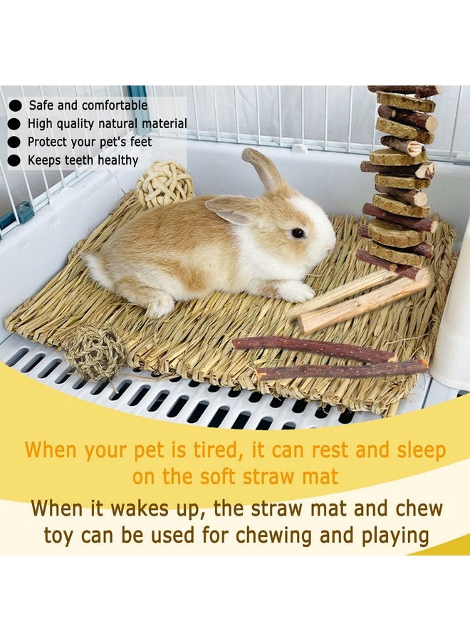 kathson Rabbit Grass Mat Bunny Chew Toys for Teeth Natural Woven Bed Paly Toy Small Animals Chew Toys Cage Sleeping Hay Mat Nest for Guinea Pig Parrot Rabbit Hamster Rat - Image 3