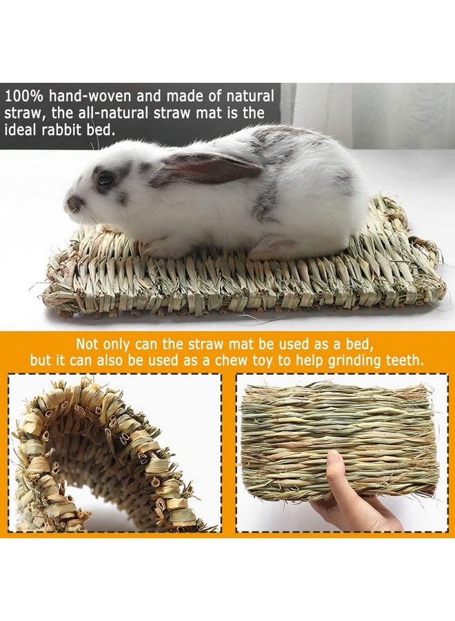 kathson Rabbit Grass Mat Bunny Chew Toys for Teeth Natural Woven Bed Paly Toy Small Animals Chew Toys Cage Sleeping Hay Mat Nest for Guinea Pig Parrot Rabbit Hamster Rat - Image 4