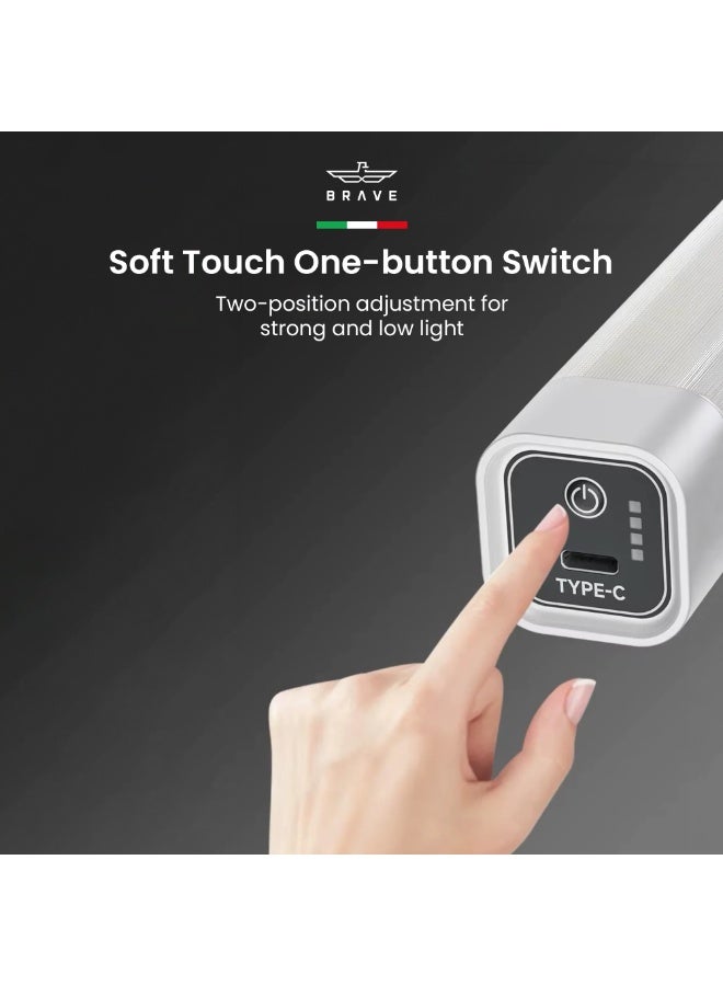 Brave 48W Rechargeable LED Emergency Lamp – Portable 6000mAh Lamp with 90 Soft LED Lights, Dual Magnetic Base, Hanging Hook, Super Bright Lantern for Home, Outdoors, Power Outages, and Camping, USB-C Fast Charging – White - Image 3