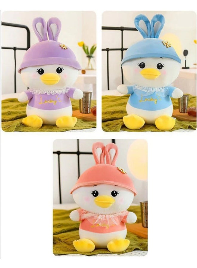 Cuddles Adorable Marshmallow  Duck With Funky Cap Plush Stuffed Animal Toy 20cm-Pink - Image 2