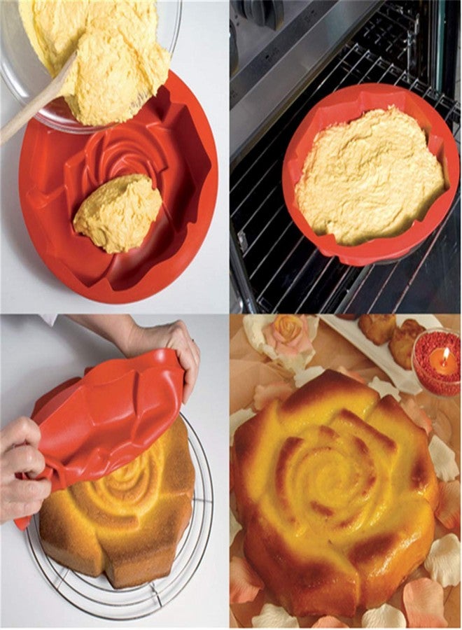 PhantomSky Cake Mould Silicone Silicone Mold Square Rose Cake Mould Big Family Cake Mould Used to Make Cakes Pizza Bread Baking Tools Bakeware Silicone Cake Baking Mold Non-Stick Mold - Image 5