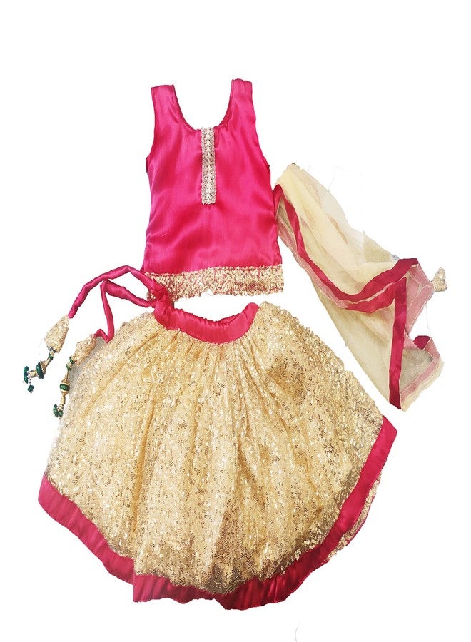 HIBA _Baby Girls Lehenga Choli set with dupatta golden and red 1-2 year - Image 1