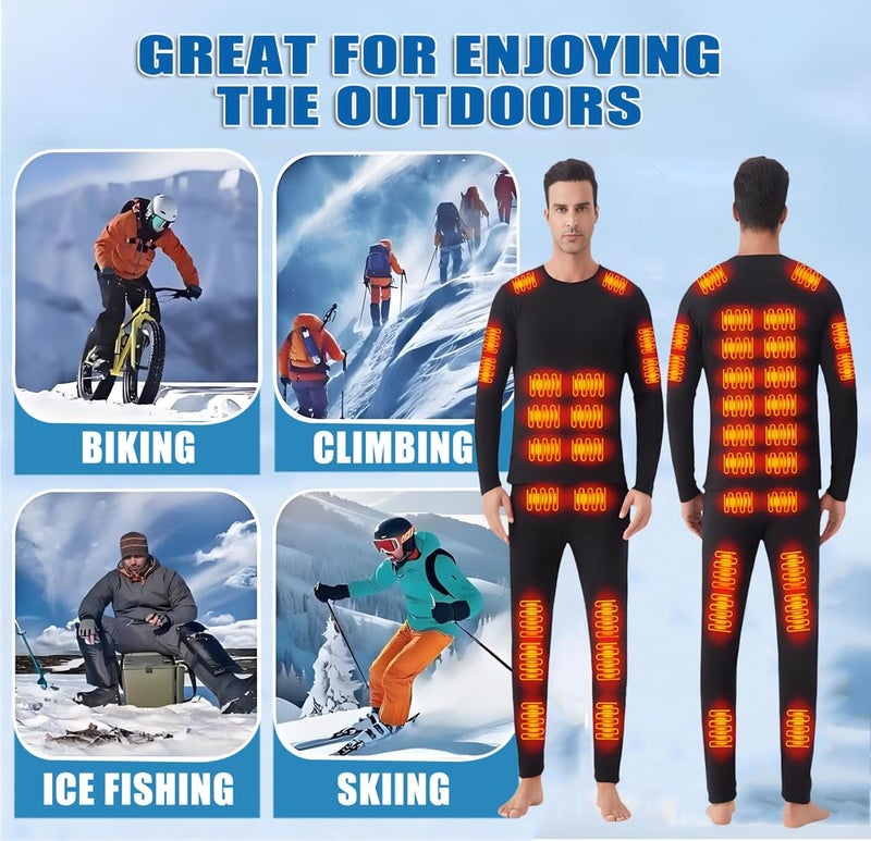 DIMHLCDZA Heated pants for men USB Charge 16 Zone Intelligent Heated Skiing mens thermal underwear heated pants,Fleece lining heated long johns for men,for winter outdoor Work camping motorcycles & M - Image 2