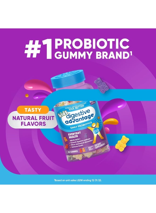 Digestive Advantage Probiotic Gummies For Digestive Health, Daily Probiotics For Kids, Support For Occasional Bloating, Minor Abdominal Discomfort & Gut Health, 80Ct Natural Fruit Flavors - Image 3