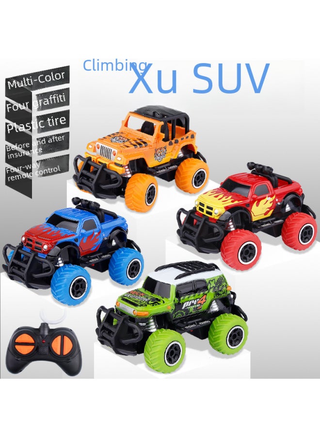 Children's Mini Four-way Remote Control Car Toy Car Boy Graffiti Off-road Electric Remote Control Toy Car-Color:890-34A Off-road Remote Control Car-graffiti Blue 】 - Image 4