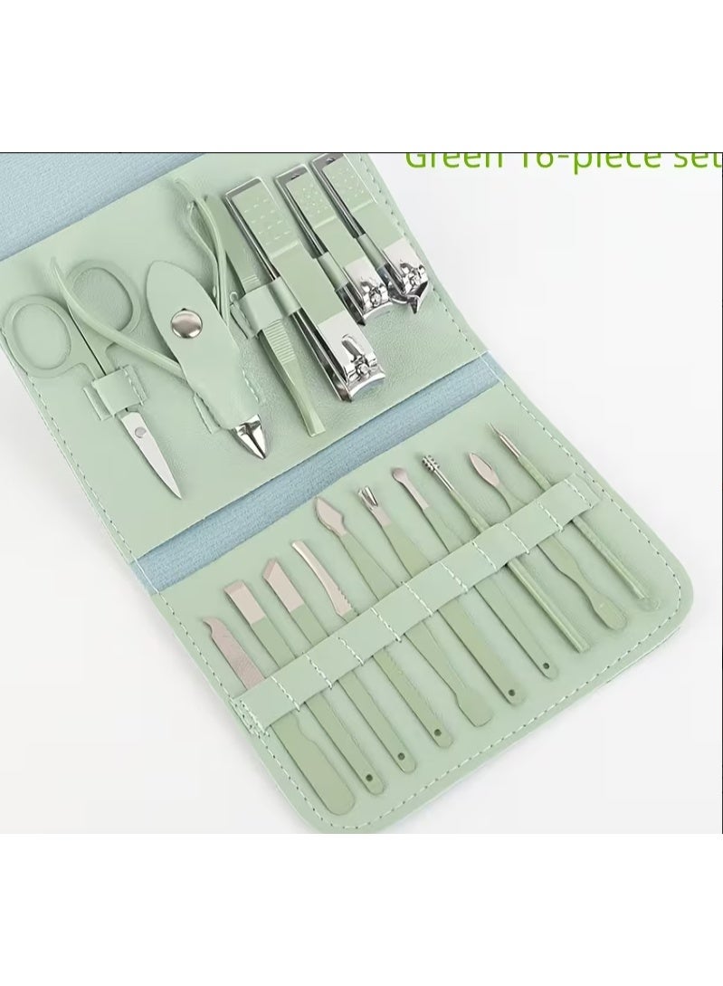 Manicure Set, Professional Nail Clippers Pedicure Kit, Stainless Steel Nail Care Tools, Grooming Kit with Luxurious Travel Leather Case for Thick Nails Men Women Gift (16PCS) - Image 1