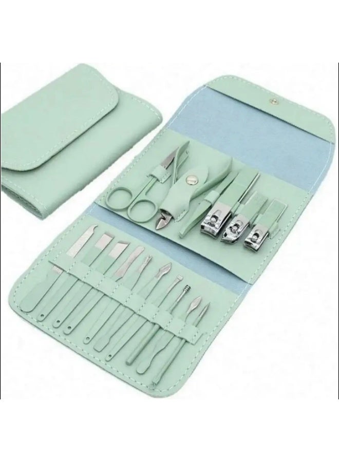 Manicure Set, Professional Nail Clippers Pedicure Kit, Stainless Steel Nail Care Tools, Grooming Kit with Luxurious Travel Leather Case for Thick Nails Men Women Gift (16PCS) - Image 4