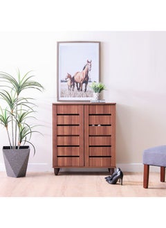 DANUBE HOME Ricky Shoe Rack Cabinet 14 Pairs 2 Door Shoe Storage Organizer For Entryway Engineered Wood Teak/Brown 76x33x86 cm  - Image 1