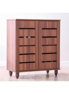DANUBE HOME Ricky Shoe Rack Cabinet 14 Pairs 2 Door Shoe Storage Organizer For Entryway Engineered Wood Teak/Brown 76x33x86 cm  - Image 5