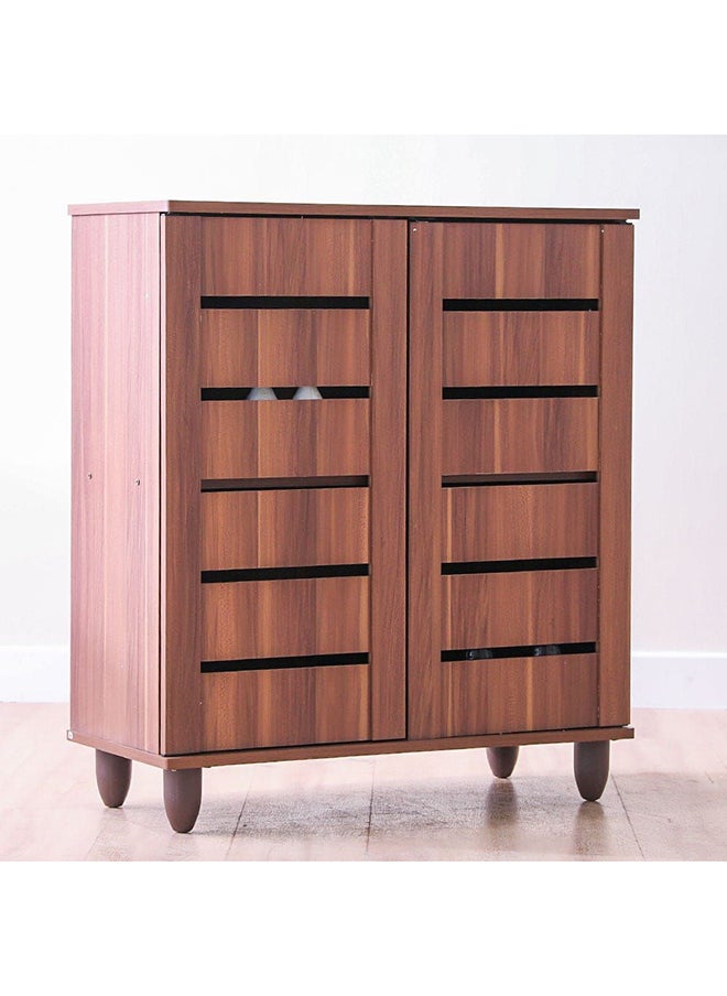 DANUBE HOME Ricky Shoe Rack Cabinet 14 Pairs 2 Door Shoe Storage Organizer For Entryway Engineered Wood Teak/Brown 76x33x86 cm  - Image 5