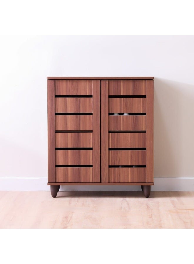 DANUBE HOME Ricky Shoe Rack Cabinet 14 Pairs 2 Door Shoe Storage Organizer For Entryway Engineered Wood Teak/Brown 76x33x86 cm - Image 3