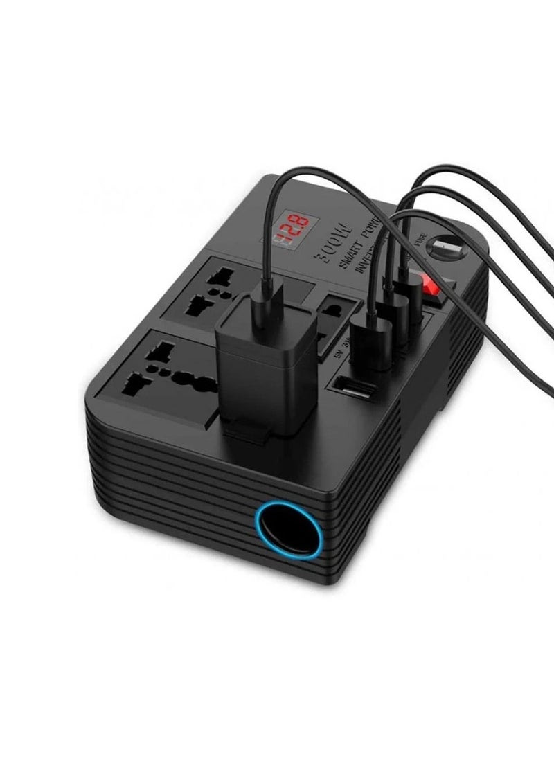 Denx Dx130 Car Power Inverter 300 W – 12 V To 220 V With Digital Display & 4 Usb Ports  - Image 3