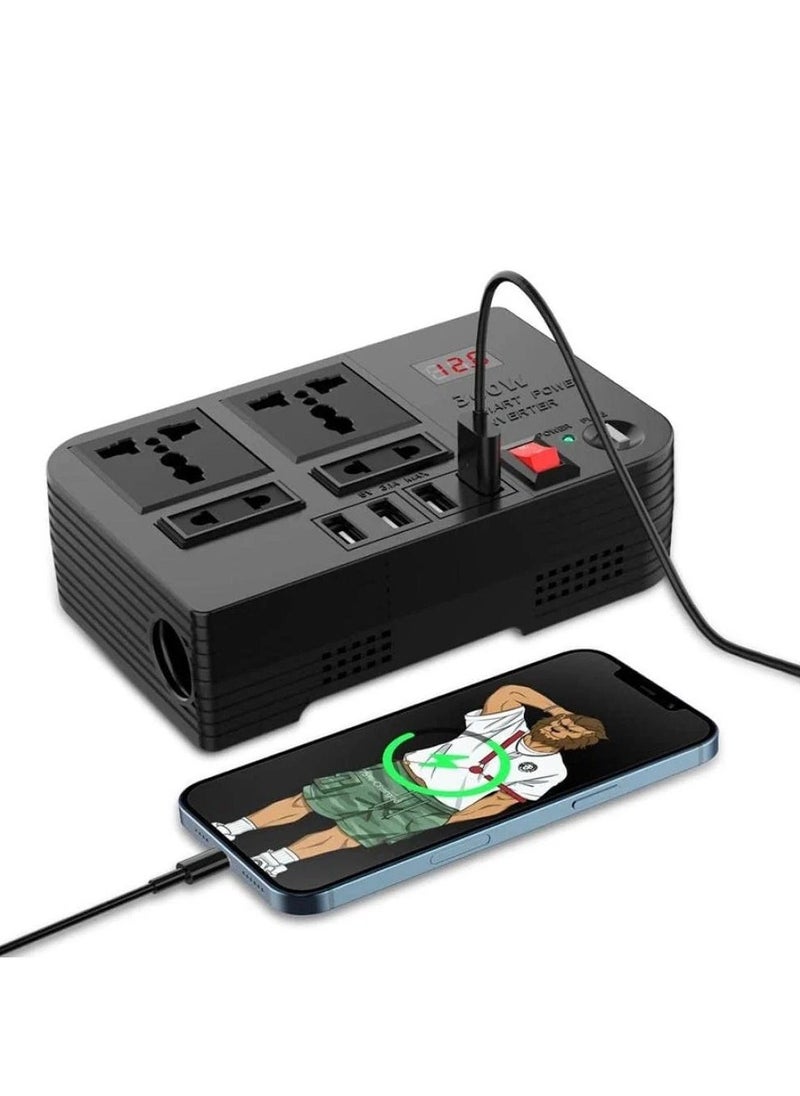 Denx Dx130 Car Power Inverter 300 W – 12 V To 220 V With Digital Display & 4 Usb Ports  - Image 2