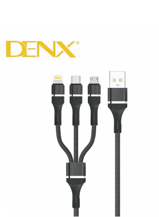 Denx 3 in 1 Cable For Fast Charging and Data Transfer 1.2CM - Image 1