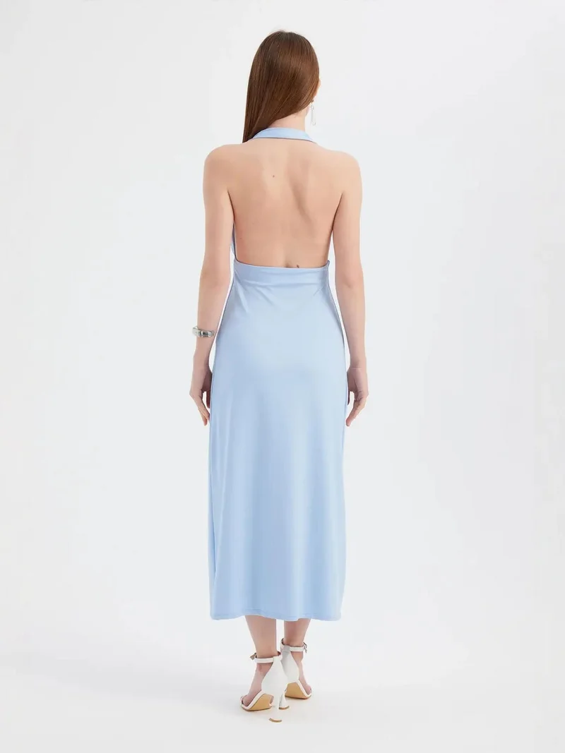 HICCUP Backless Halter Neck Midi Dress