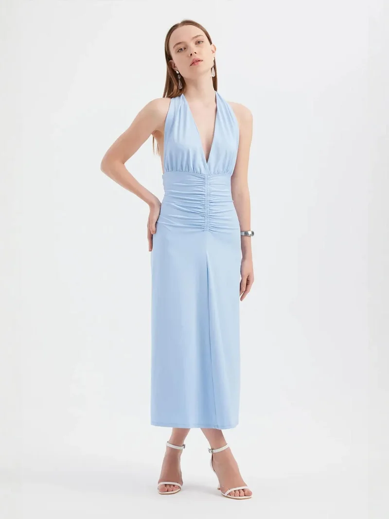 HICCUP Backless Halter Neck Midi Dress