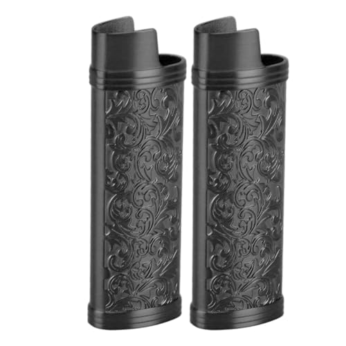 Bewinner 2PCS Lighter Case Cover, Vintage Floral Metal Lighter Case Cover Holder for Mini Lighter J5 (Black) - Image 1