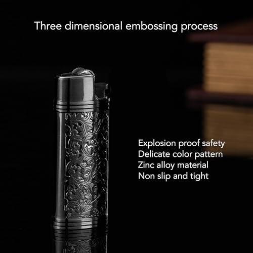 Bewinner 2PCS Lighter Case Cover, Vintage Floral Metal Lighter Case Cover Holder for Mini Lighter J5 (Black) - Image 2