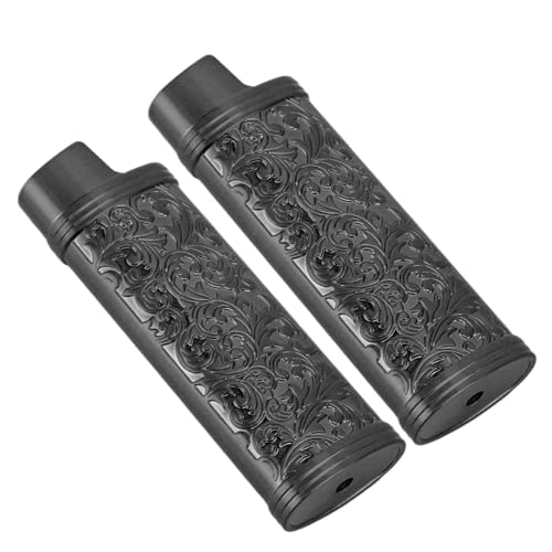 Bewinner 2PCS Lighter Case Cover, Vintage Floral Metal Lighter Case Cover Holder for Mini Lighter J5 (Black) - Image 4