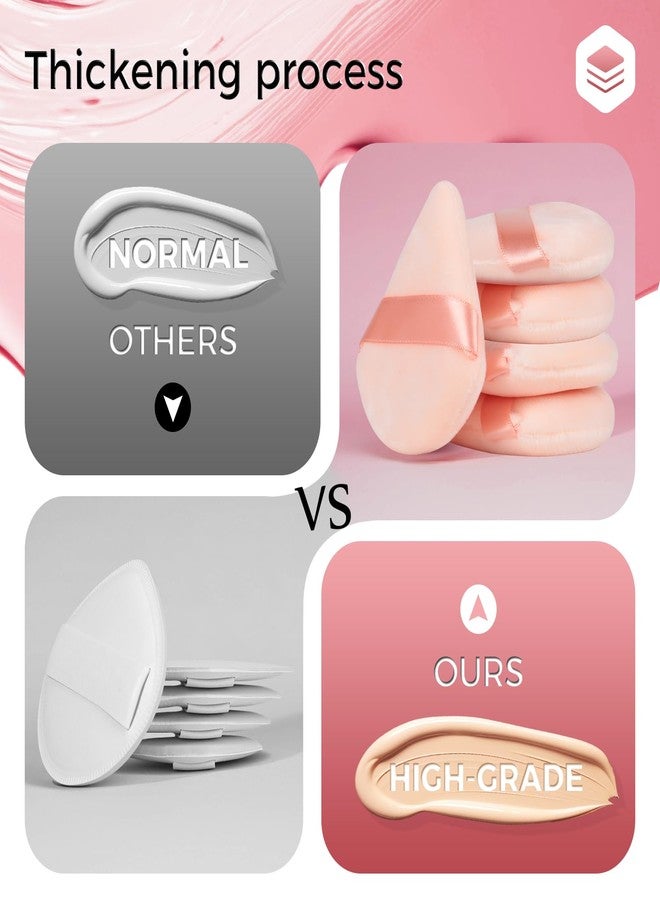 JOLY Triangle Powder Puff Face Makeup Sponge Beauty Blender Stocking Stuffers Puffs for Women apply Loose Powder and Foundation (4Pcs Beige) - Image 5