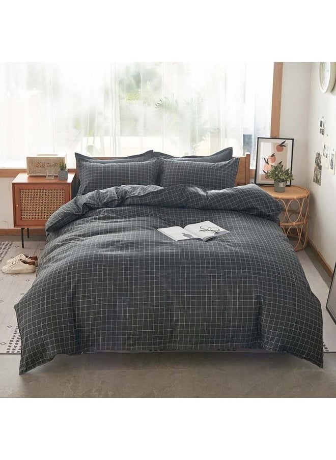 Enjoylifeme 4-Piece Duvet Cover Set, Cotton Quilt Cover Set, Bedding Set without Core, with 1 Quilt Cover 1 Sheet and 2 Pillowcases, King Bed  - Image 1