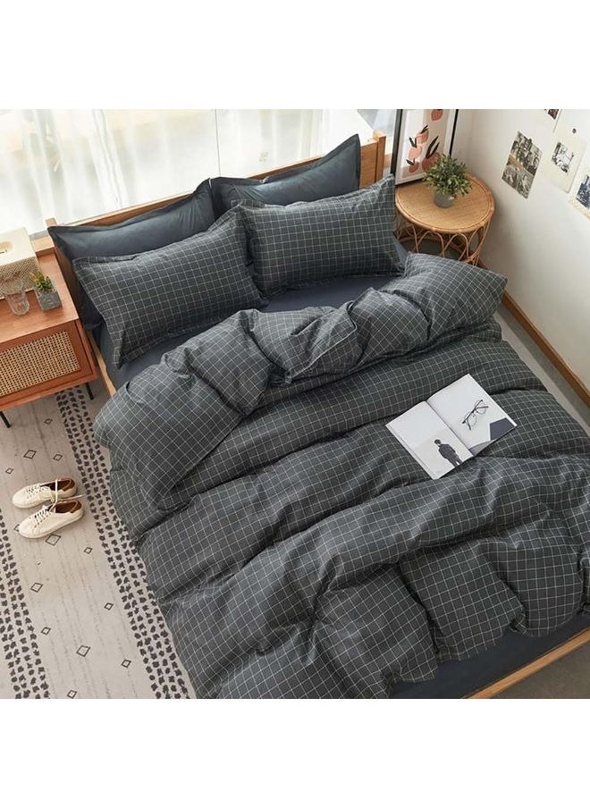 Enjoylifeme 4-Piece Duvet Cover Set, Cotton Quilt Cover Set, Bedding Set without Core, with 1 Quilt Cover 1 Sheet and 2 Pillowcases, King Bed  - Image 2