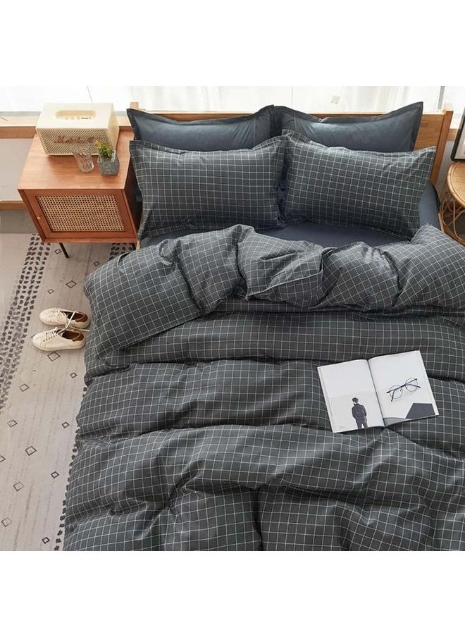Enjoylifeme 4-Piece Duvet Cover Set, Cotton Quilt Cover Set, Bedding Set without Core, with 1 Quilt Cover 1 Sheet and 2 Pillowcases, King Bed  - Image 4