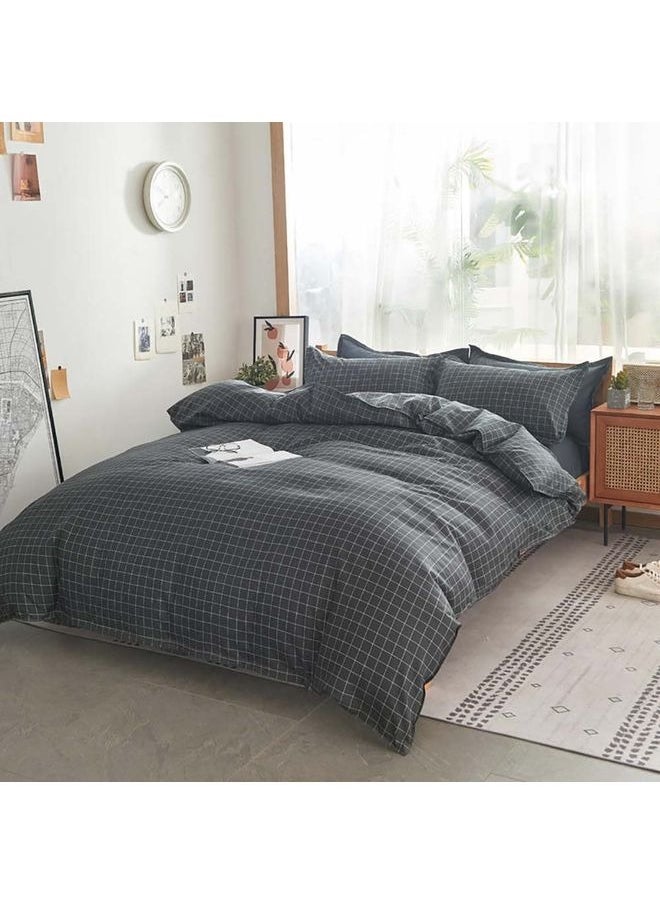 Enjoylifeme 4-Piece Duvet Cover Set, Cotton Quilt Cover Set, Bedding Set without Core, with 1 Quilt Cover 1 Sheet and 2 Pillowcases, King Bed  - Image 3