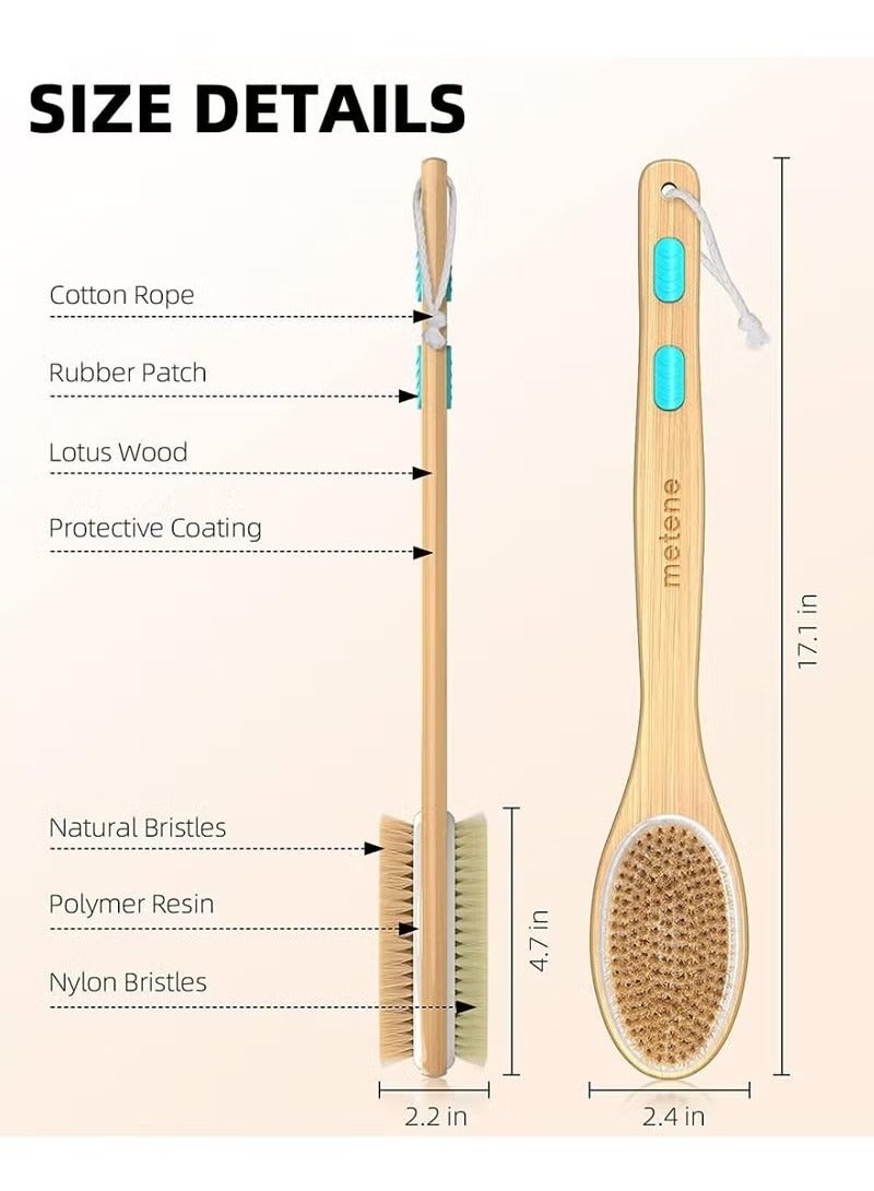 Long Handle Dual Side Dry and Bath Body Brush, Reduce Cellulite, Dry Brush for Cellulite and Lymphatic Drainage, Exfoliating Brush, Shower Brush Body Scrubber - Image 2
