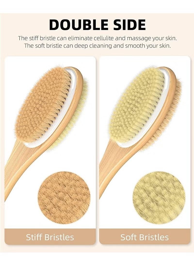 Long Handle Dual Side Dry and Bath Body Brush, Reduce Cellulite, Dry Brush for Cellulite and Lymphatic Drainage, Exfoliating Brush, Shower Brush Body Scrubber - Image 3